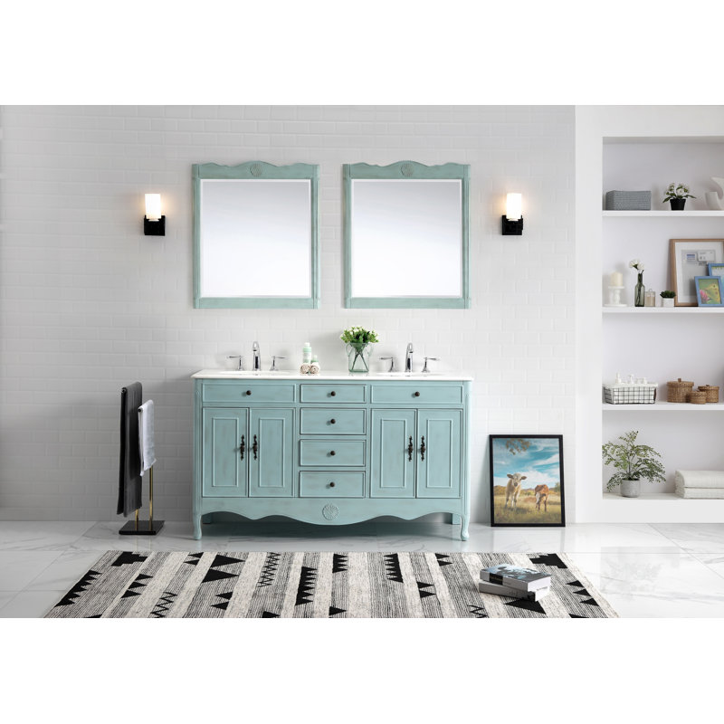 One Allium Way® Genevieve 60'' Free Standing Double Bathroom Vanity